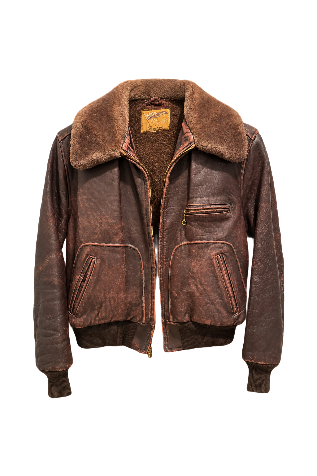 1940s Brown Leather Jacket - Front View