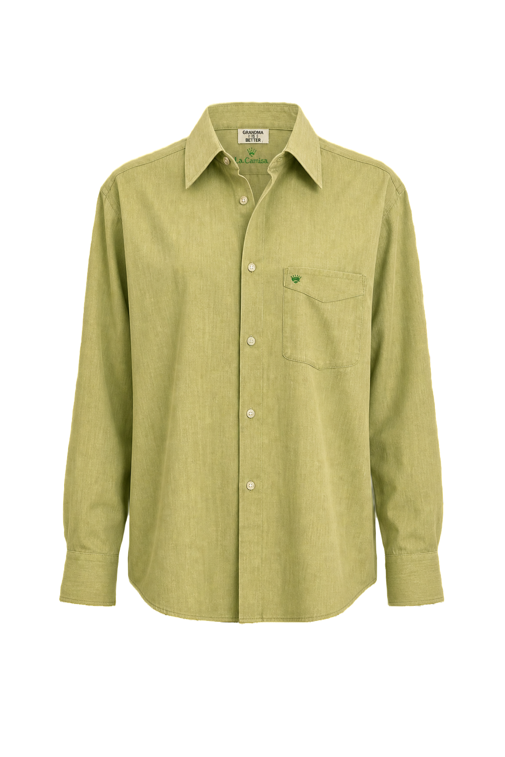 1980s Light Green Cotton Blend Shirt - Front View