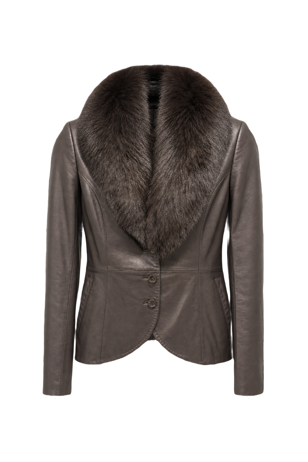 1990s Dark Brown Leather Jacket - Front View