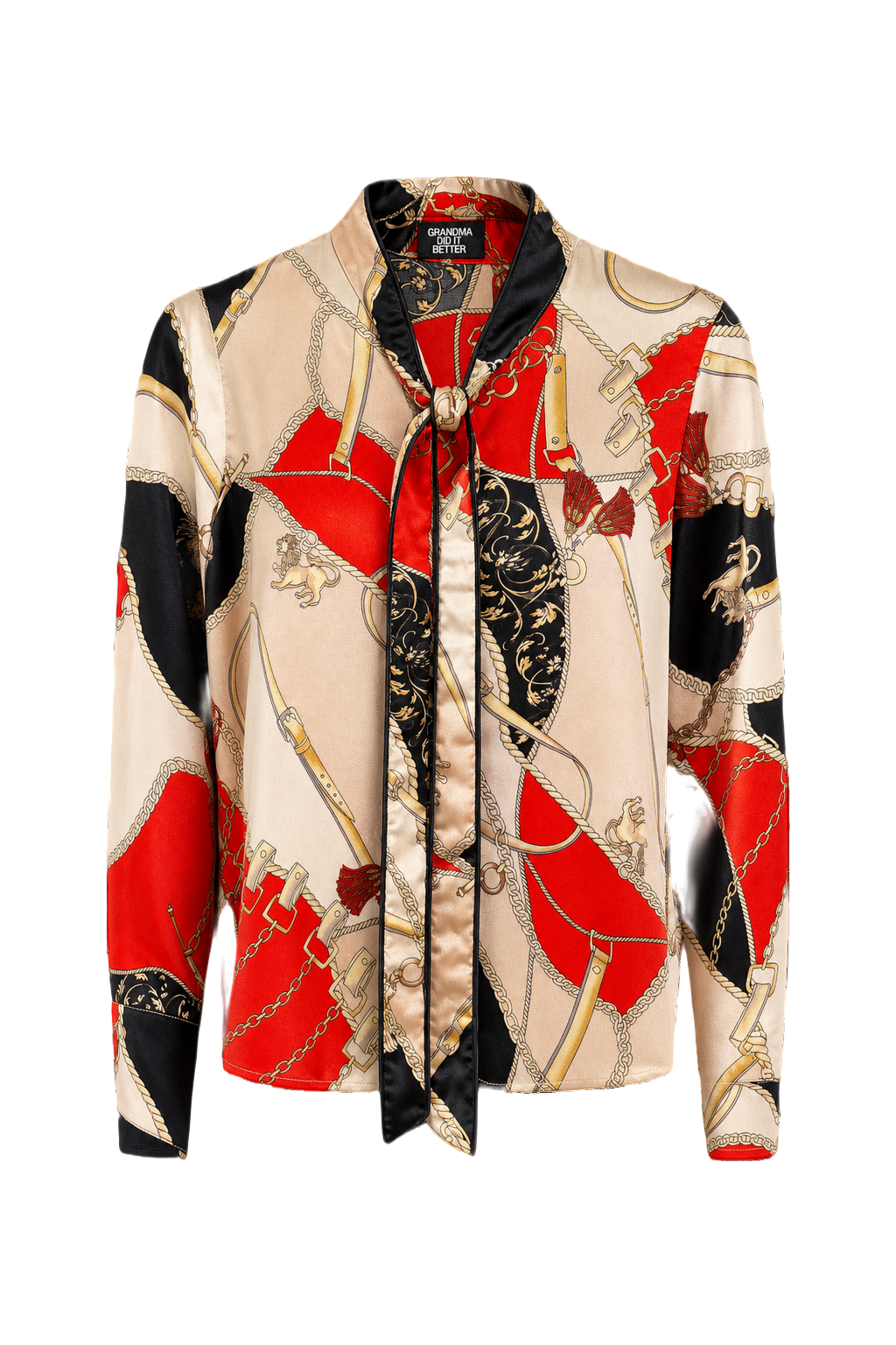 1980s Red Silk Blend Blouse - Front View