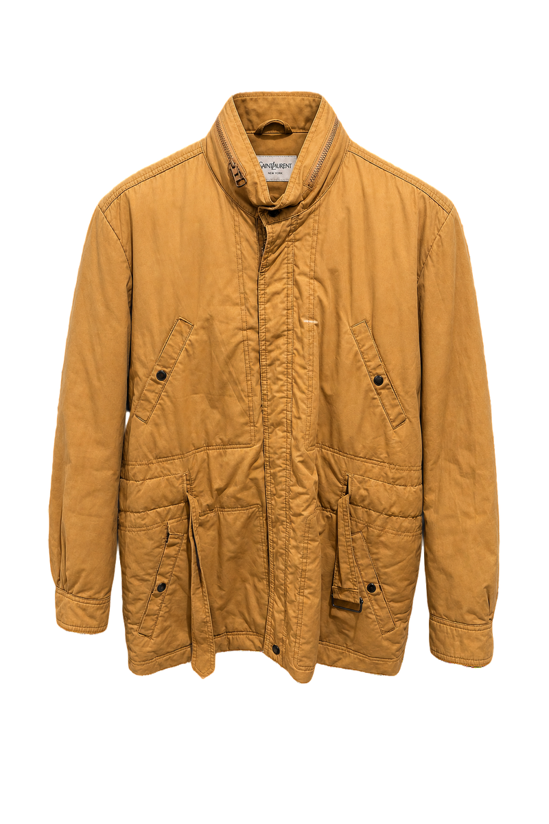 1980s Camel Brown Cotton Blend Jacket - Front View