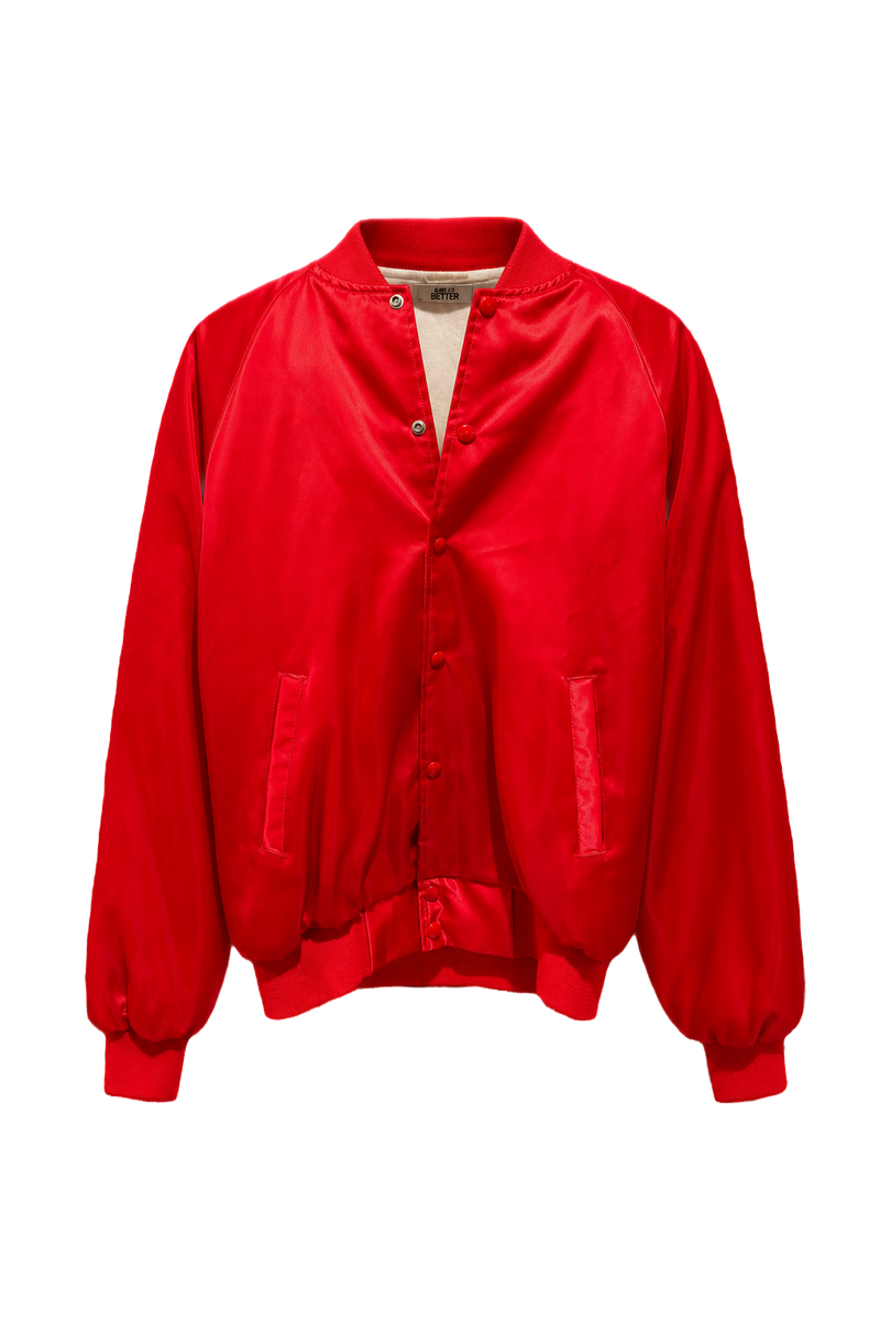 1980s Red Synthetic Jacket - Front View