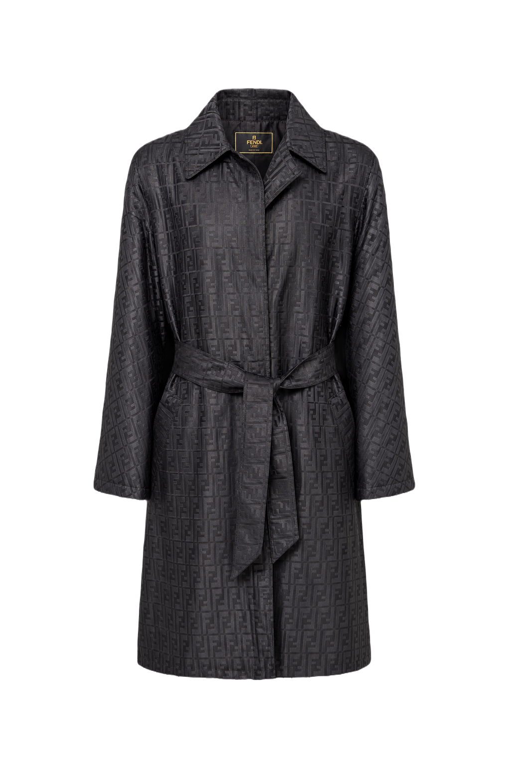 1990s Black Synthetic Blend Coat - Front View