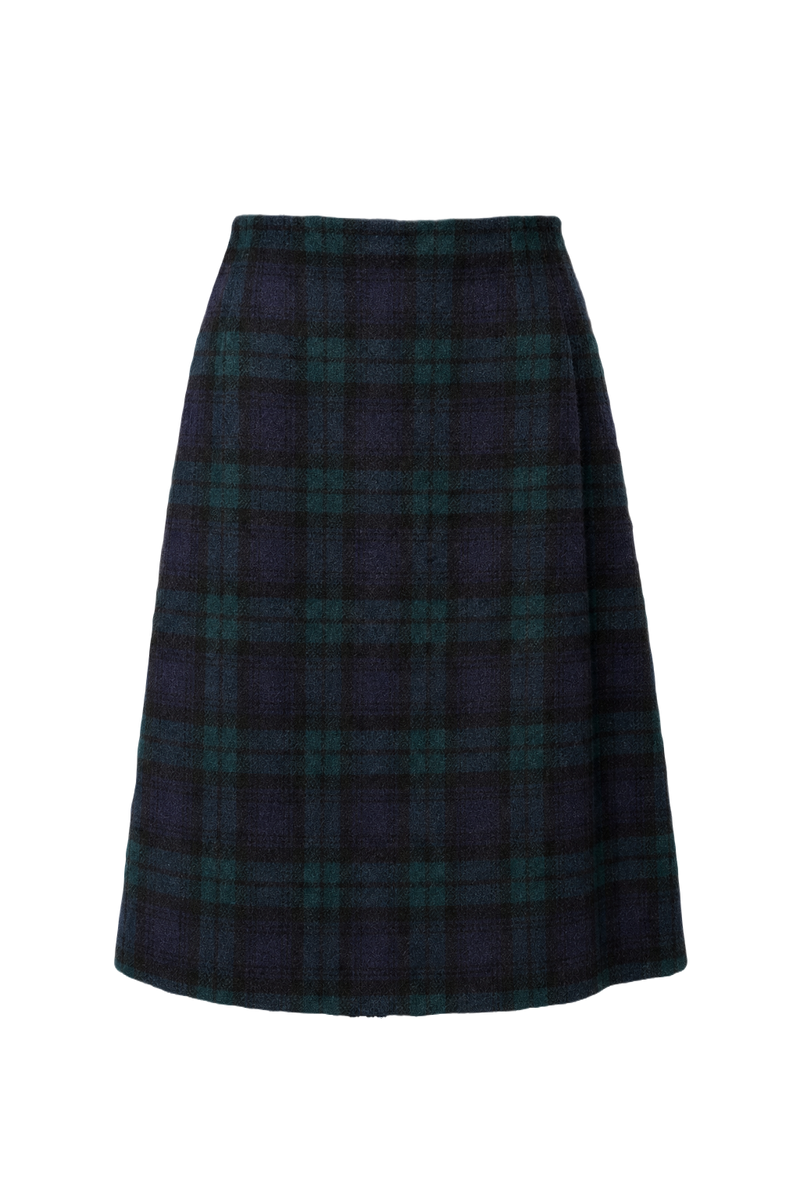 1970s Blue Wool Skirt - Front View