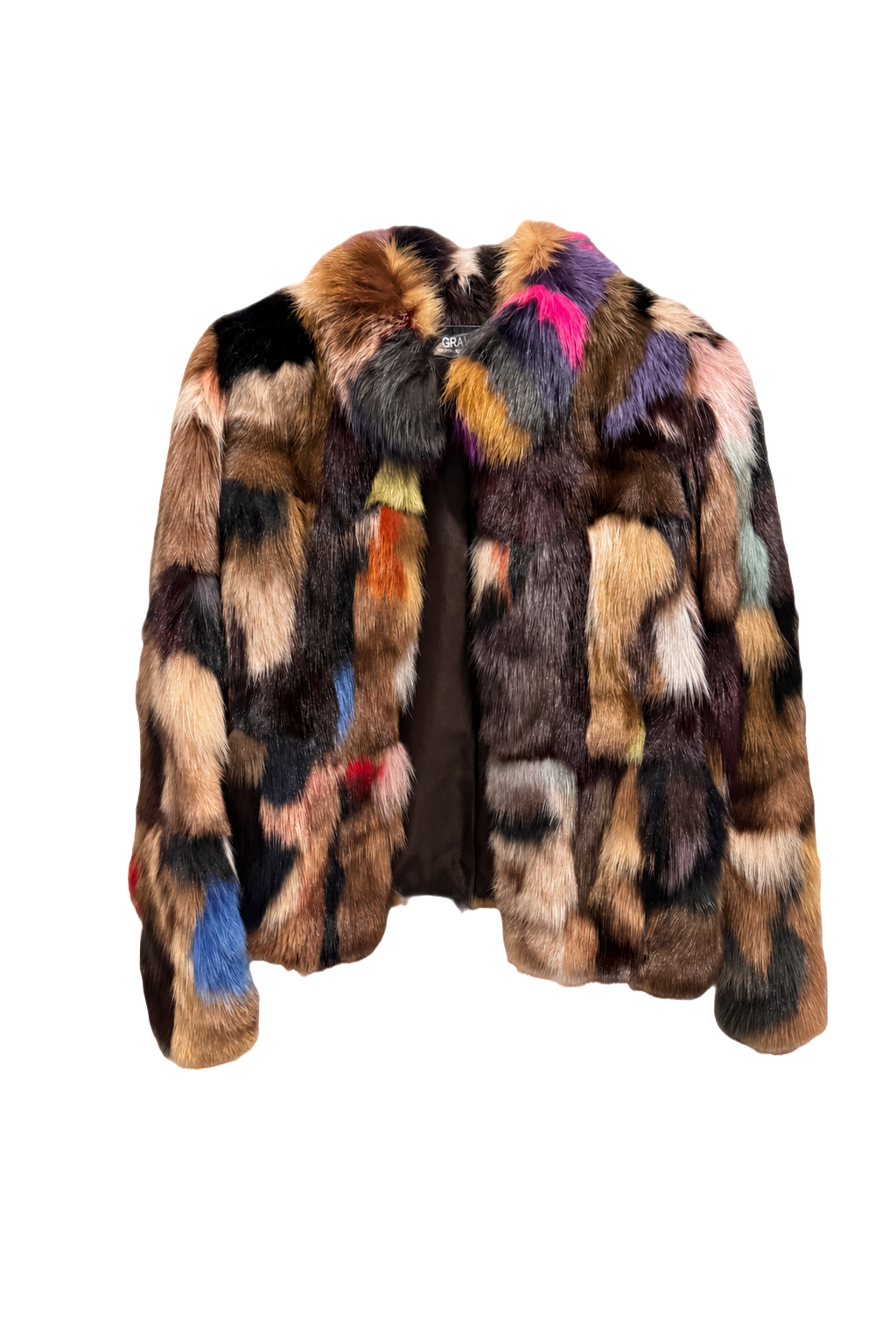 1990s Multicolor Fur Coat - Front View