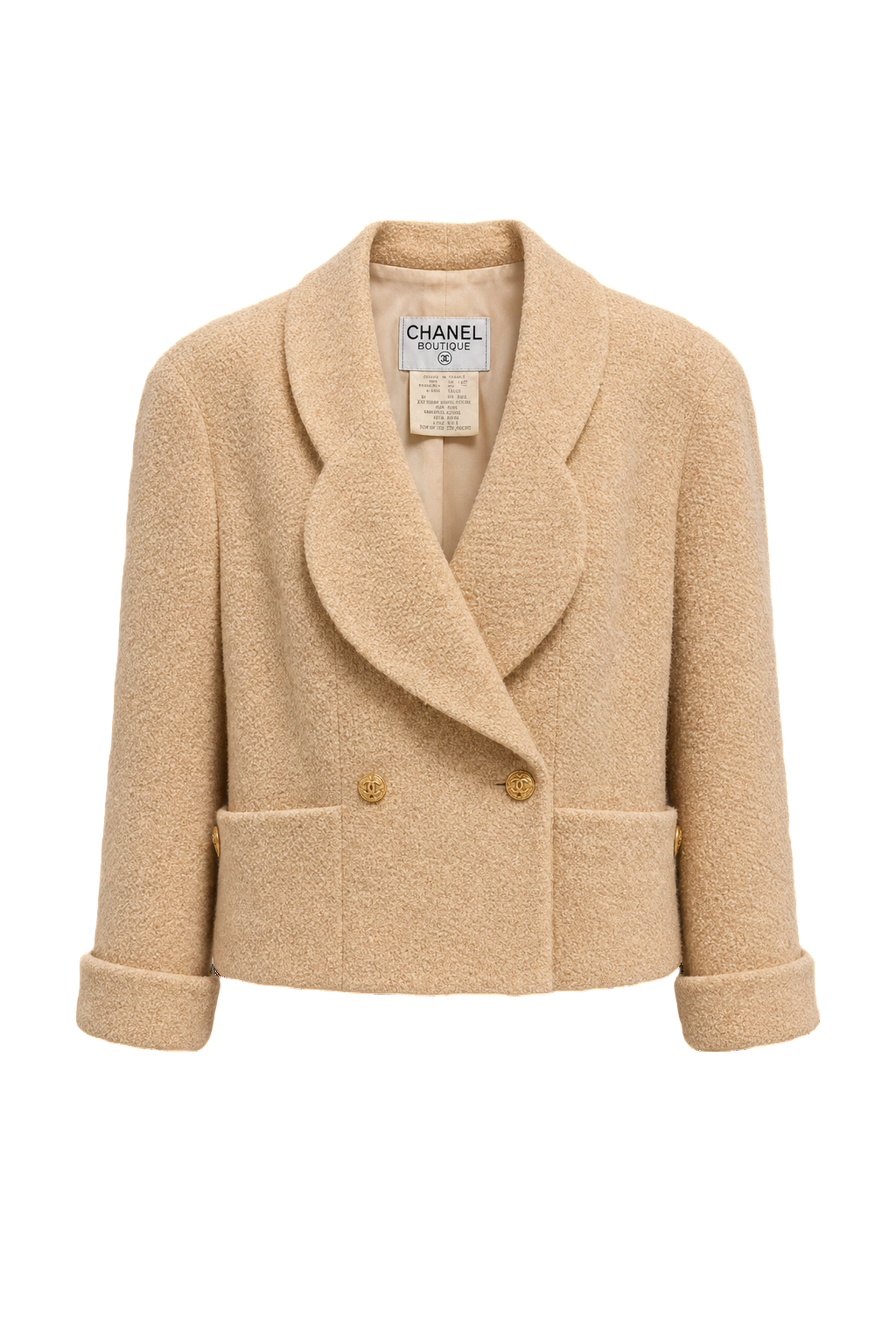 1980s Cream Wool Blend Blazer - Front View