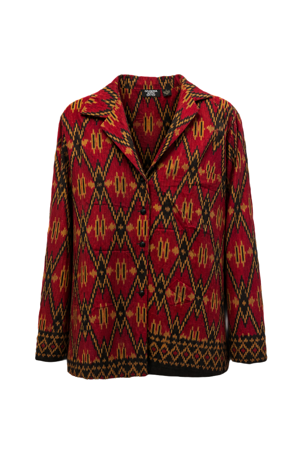 1980s Red Cotton Blouse - Front View