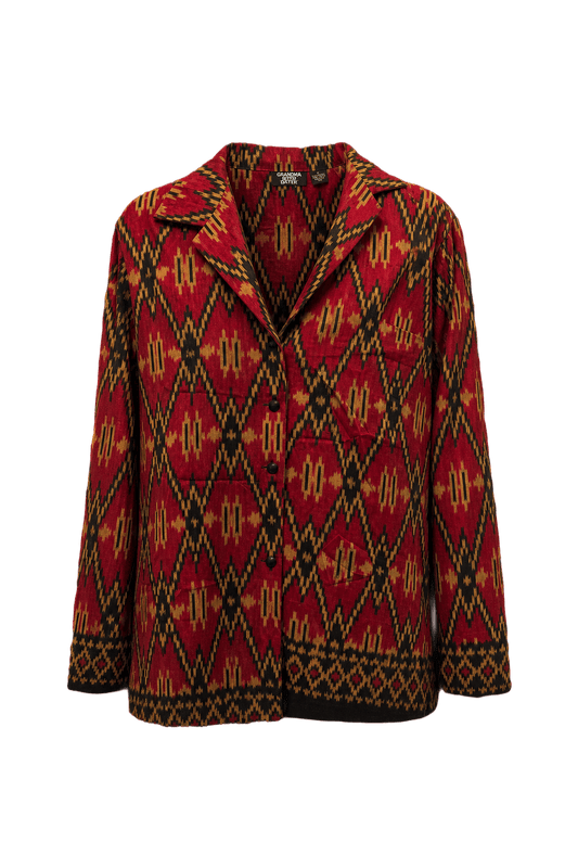 1980s Red Cotton Blouse - Front View