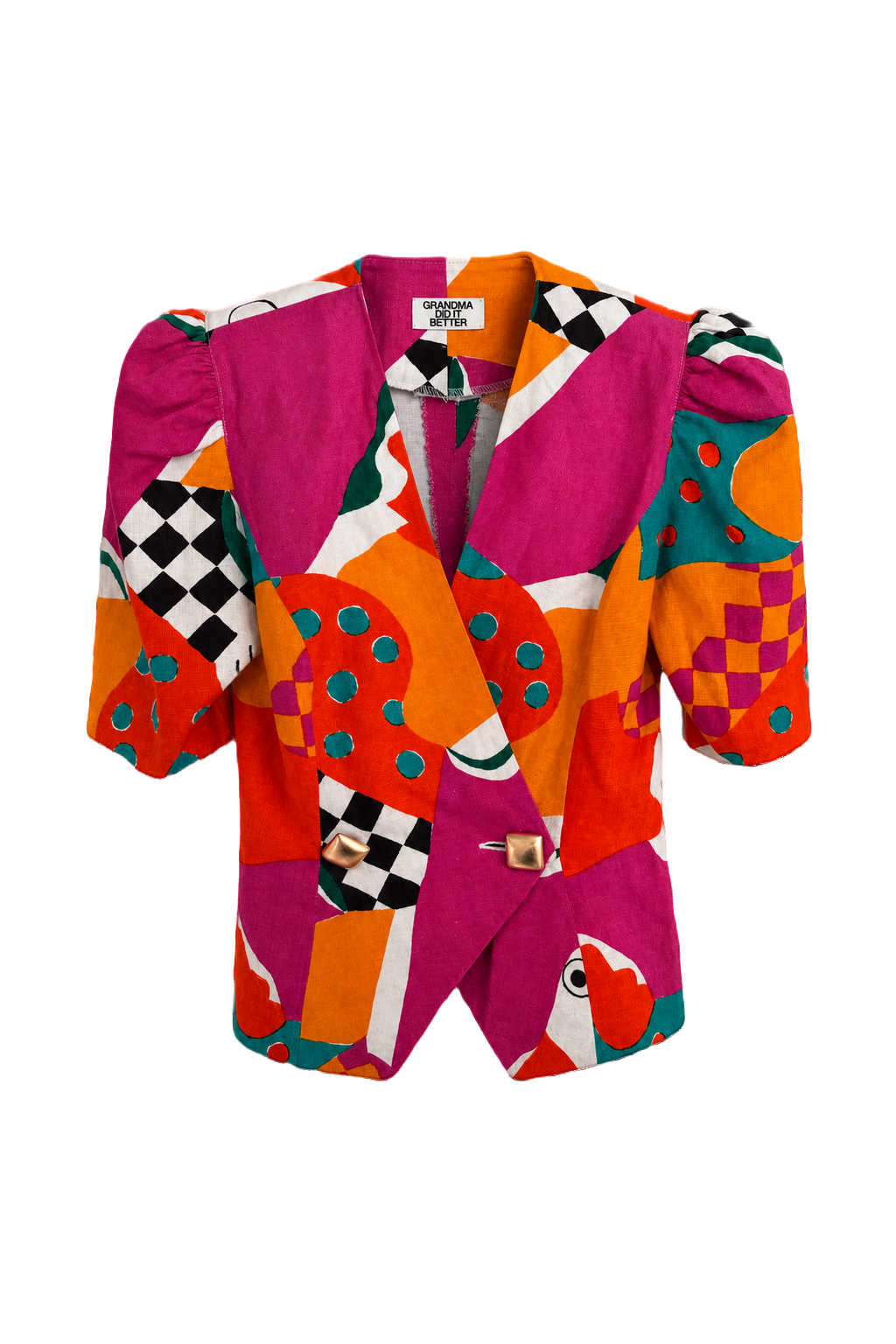 1980s Multicolor Cotton Blazer - Front View