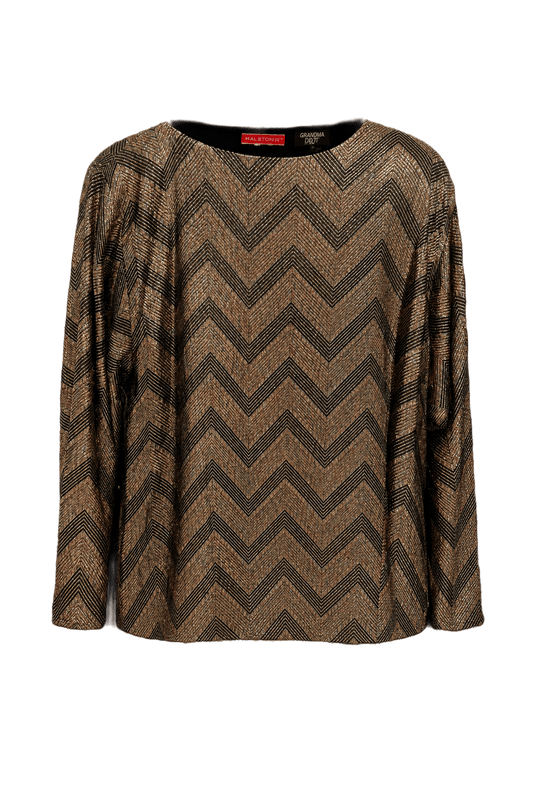 1980s Gold Metallic Blend Blouse - Front View