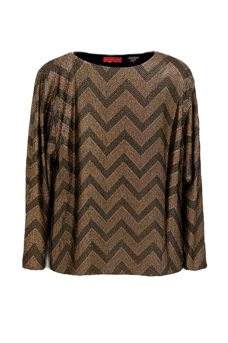 1980s Gold Metallic Blend Blouse - Front View