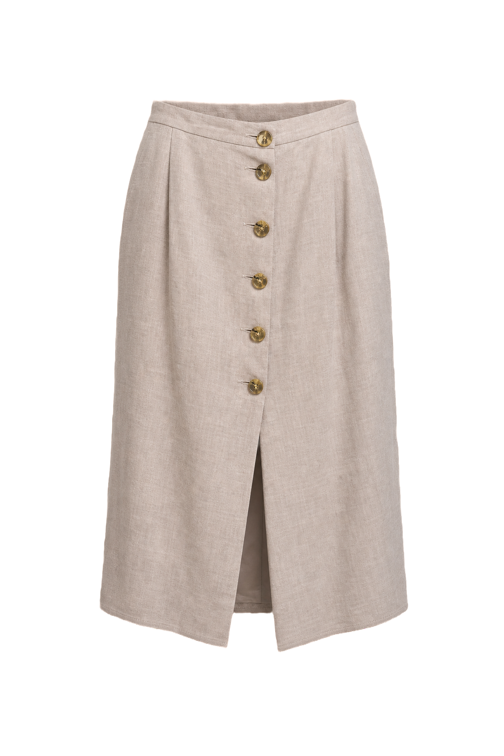 1960s Beige Linen Blend Womens Skirt - Front View