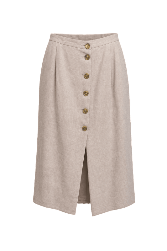 1960s Beige Linen Blend Womens Skirt - Front View