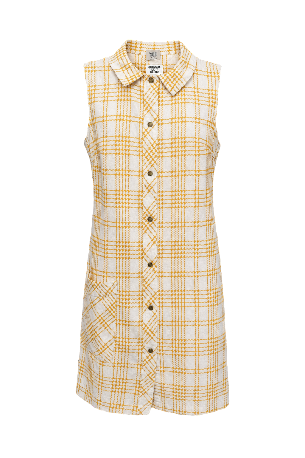 1960s White Cotton Shirt Dress - Front View