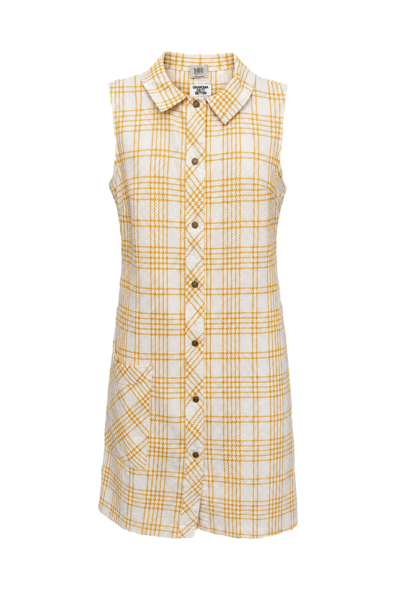 1960s White Cotton Shirt Dress - Front View