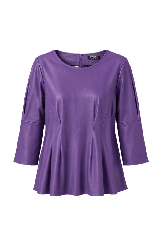 1980s Purple Synthetic Blend Blouse - Front View