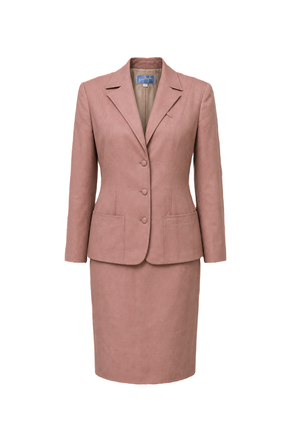 1980s Dusty Rose Silk Blend Blazer + Skirt - Front View