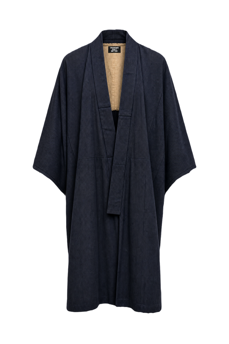 1930s Indigo Cotton Kimono - Front View