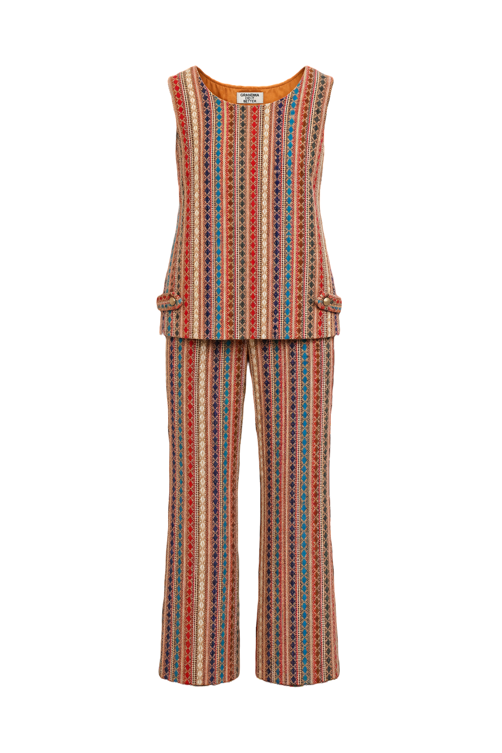 1970s Multicolored Cotton 2-Piece Set - Front View