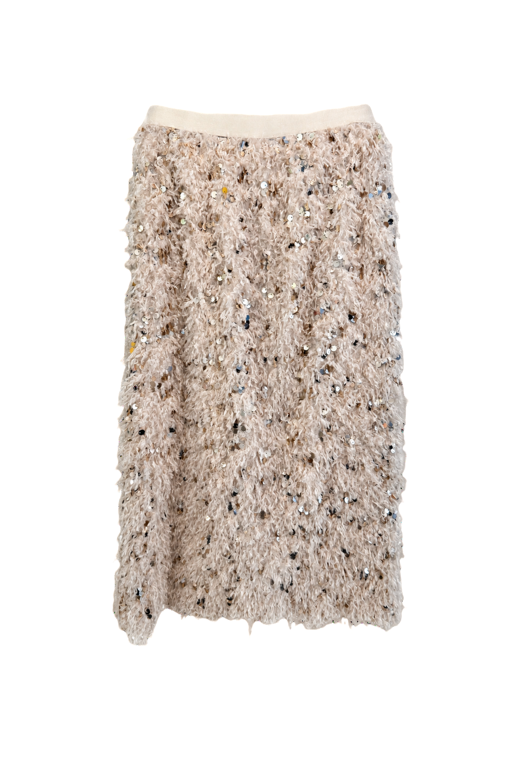 1990s Cream Wool Blend Skirt - Front View