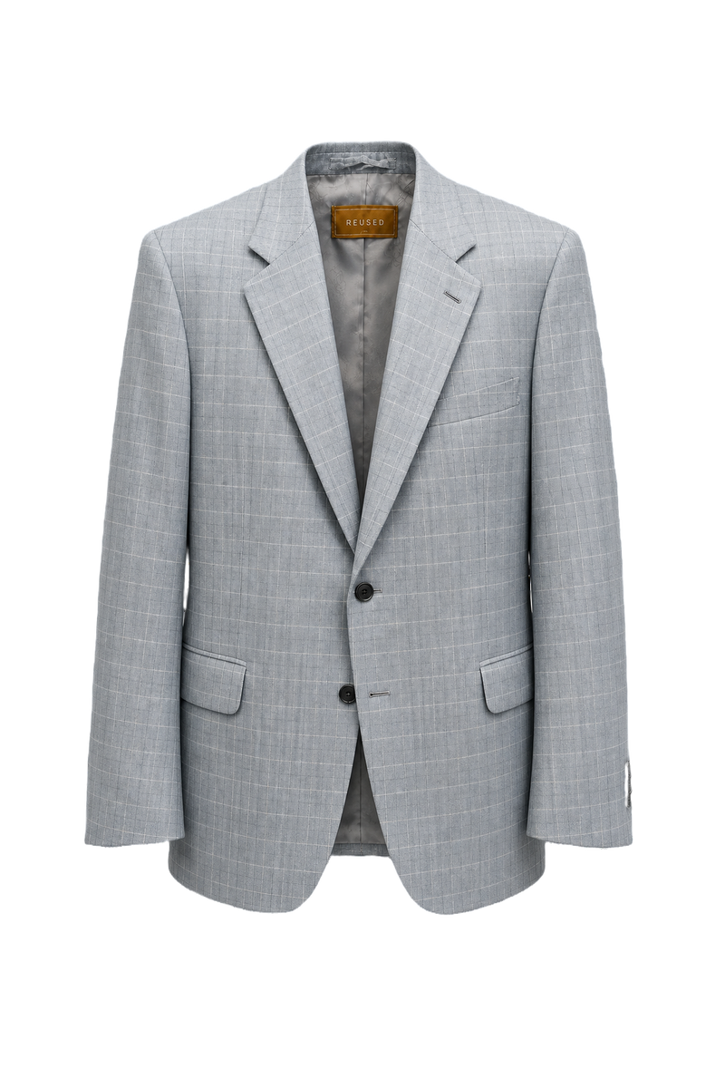 1980s Light Blue Wool Blend Blazer - Front View