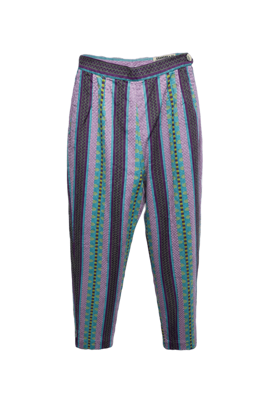 1970s Multicolor Cotton Pants - Front View