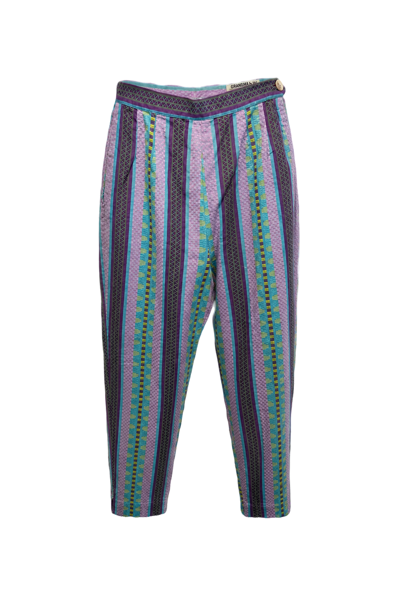 1970s Multicolor Cotton Pants - Front View