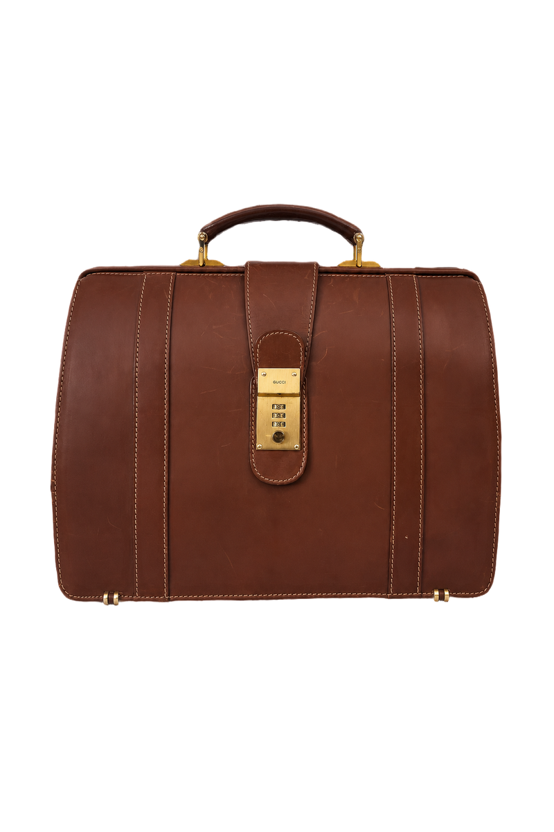 1980s Brown Leather Bag - Front View