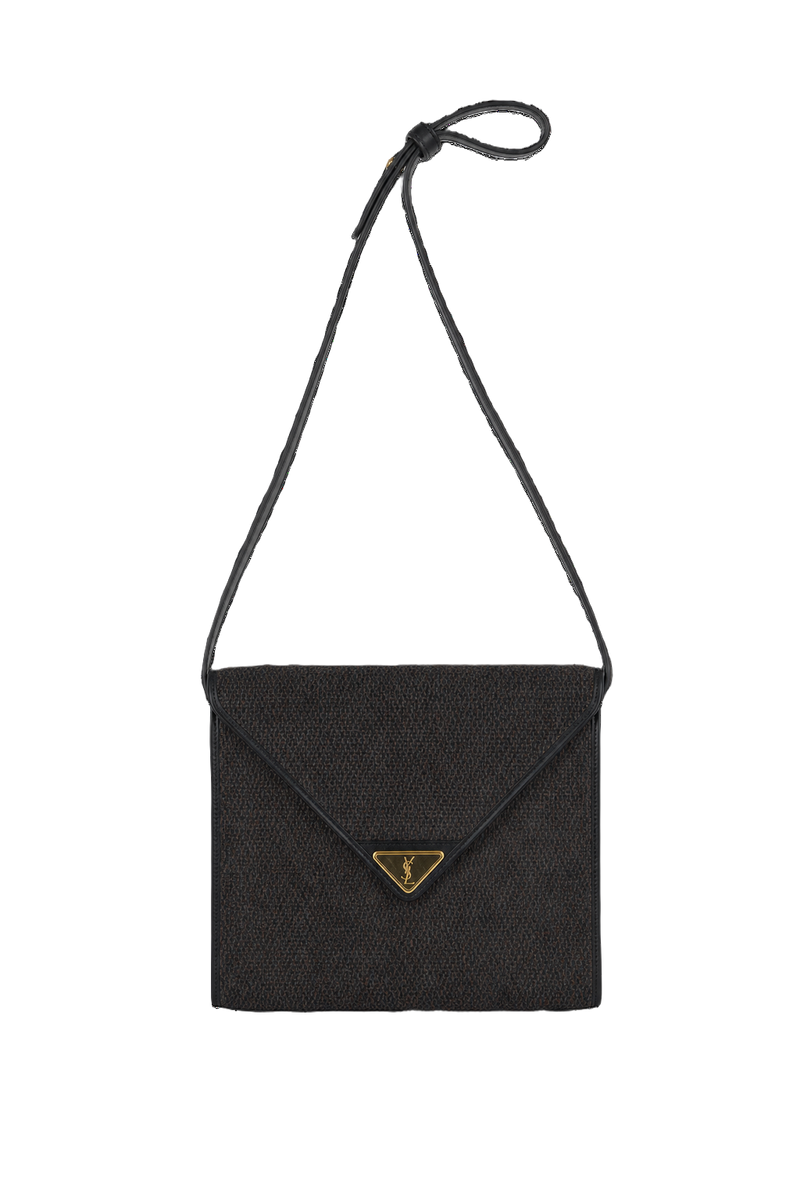 1990s Dark Brown Textured Fabric Bag - Front View