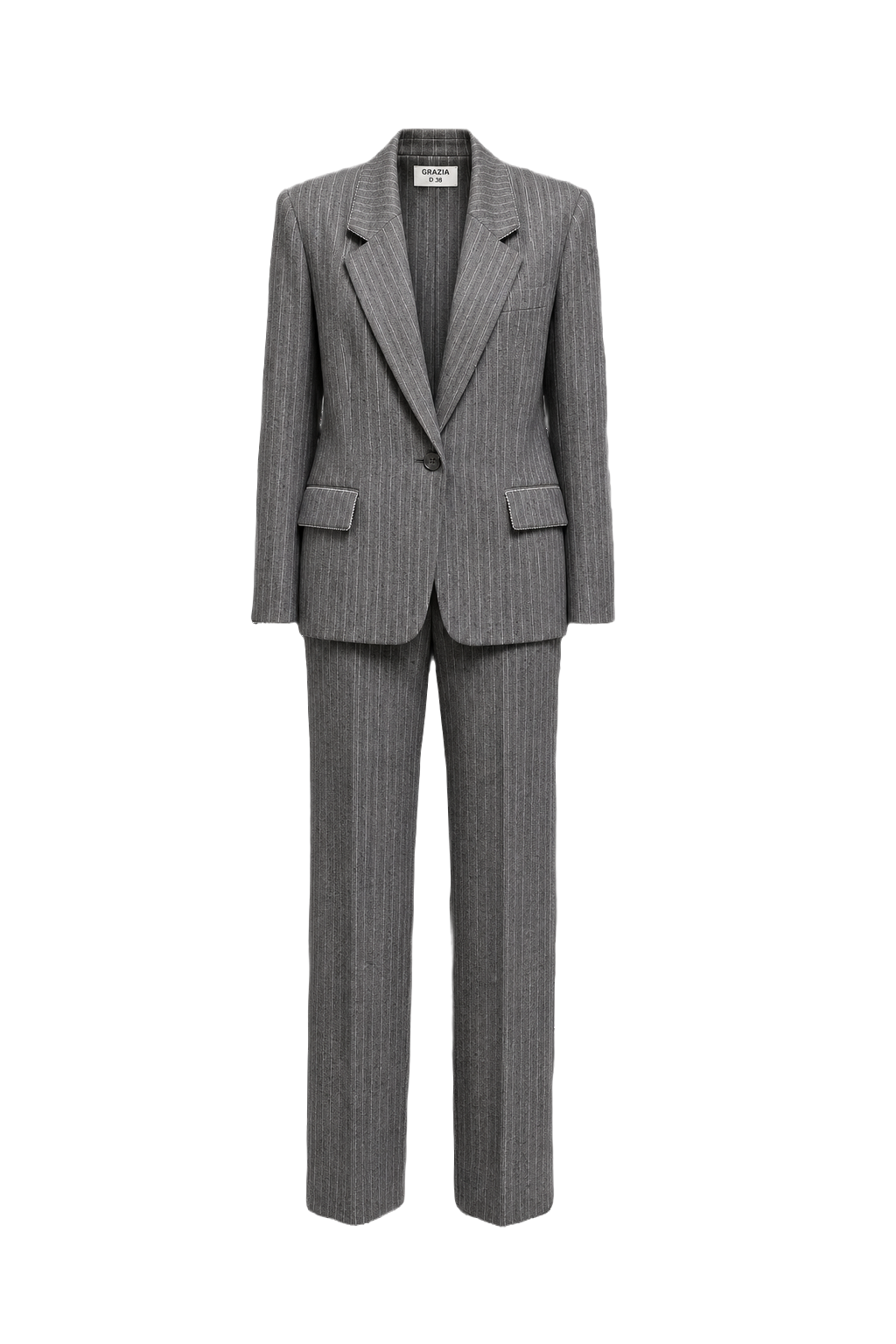 1990s Grey Wool Blend Blazer Set - Front View