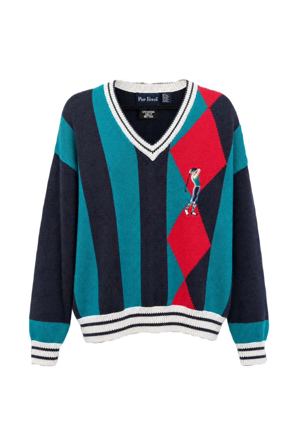 1980s Navy Blue Cotton Blend Sweater - Front View