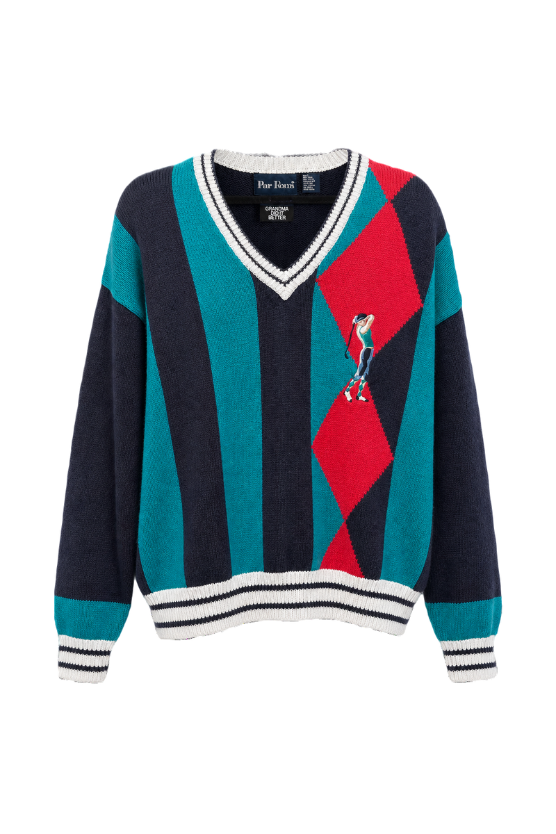 1980s Navy Blue Cotton Blend Sweater - Front View
