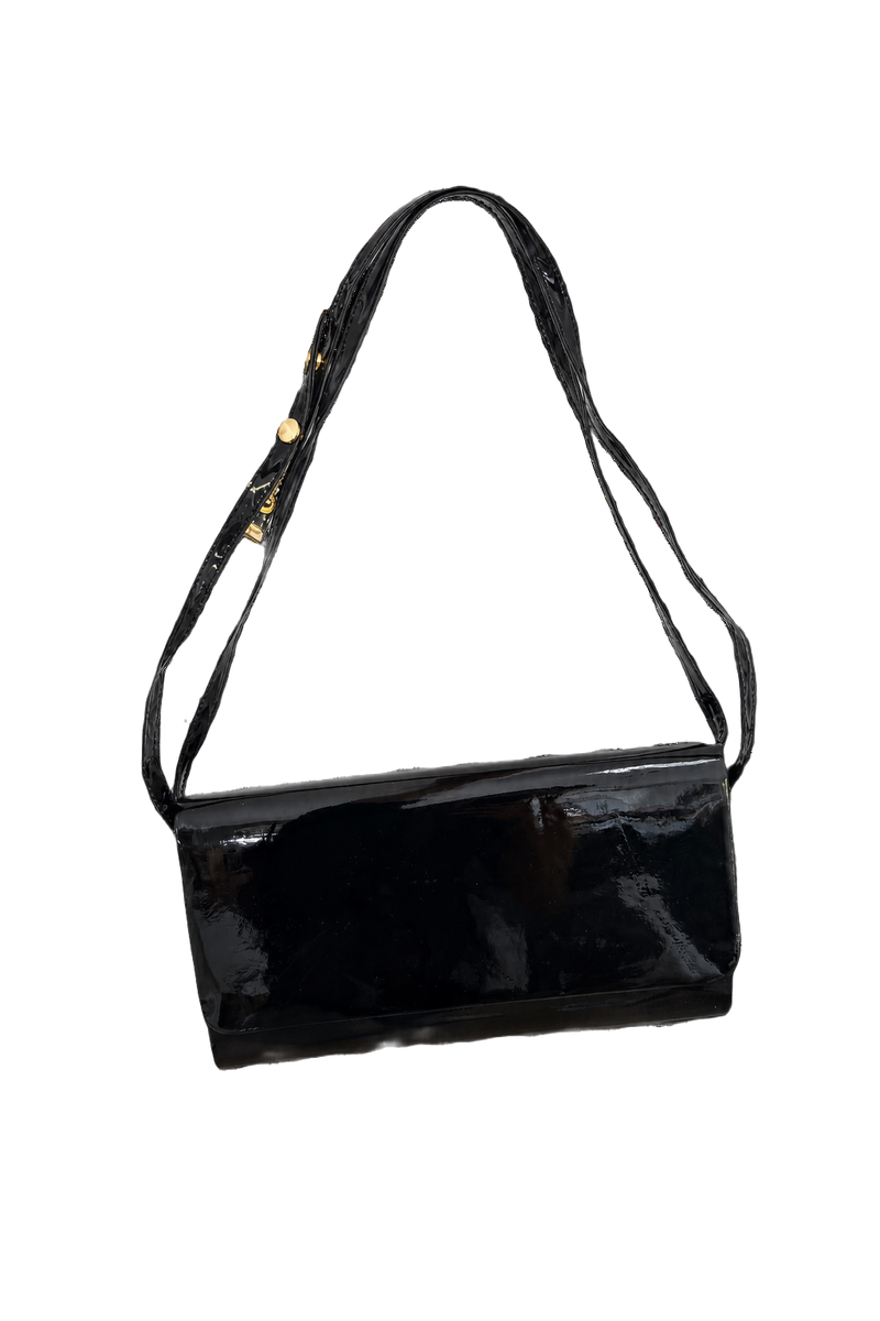 1990s Black Leather Bag - Front View