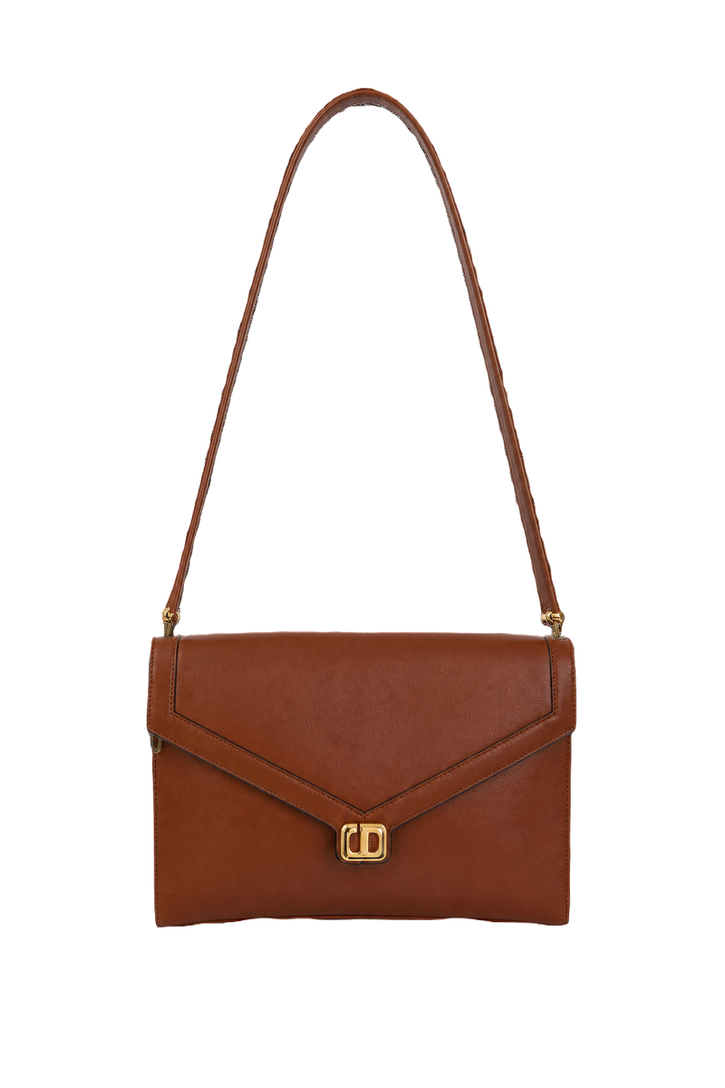1980s Brown Leather Handbag - Front View