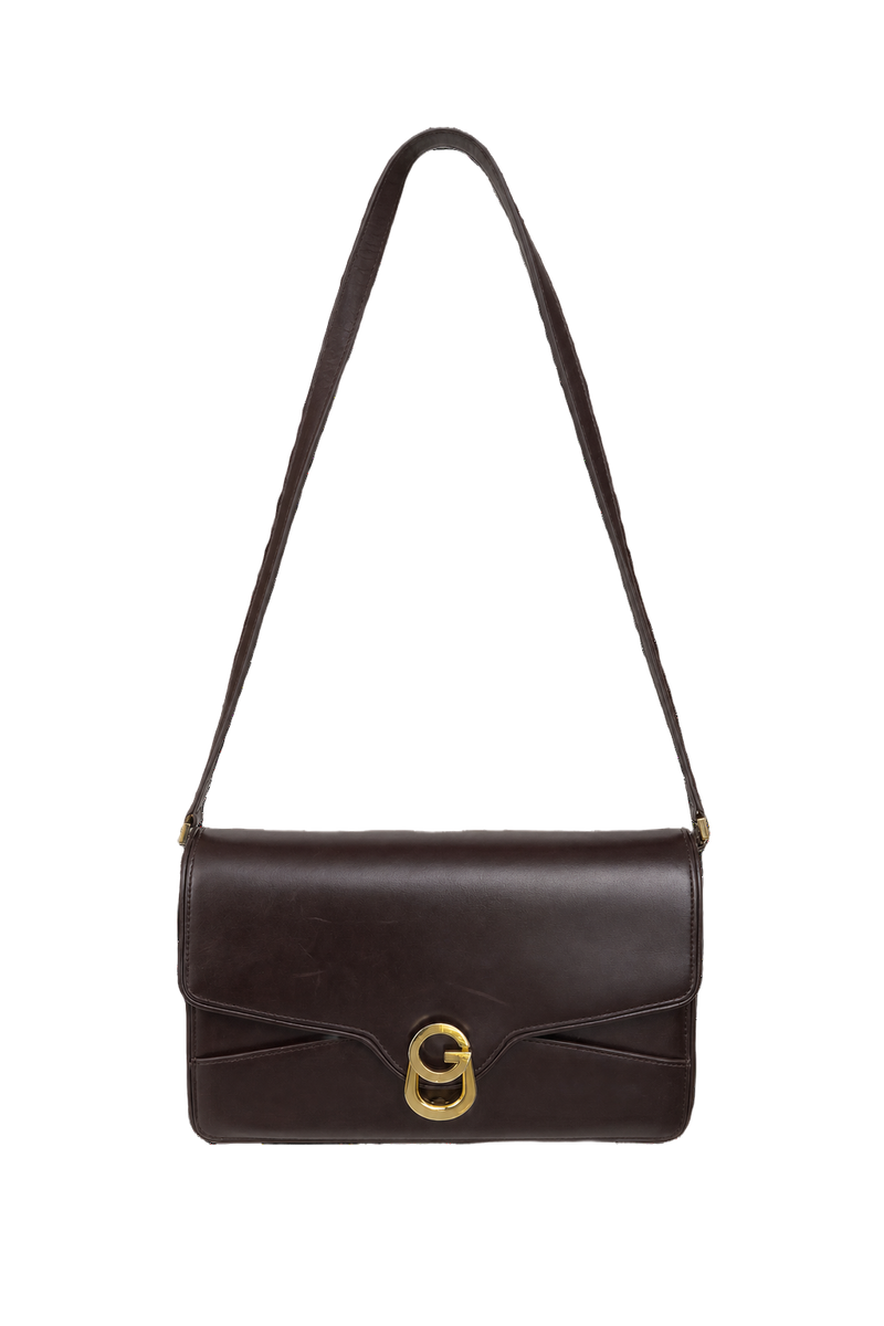 1990s Dark Brown Leather Bag - Front View