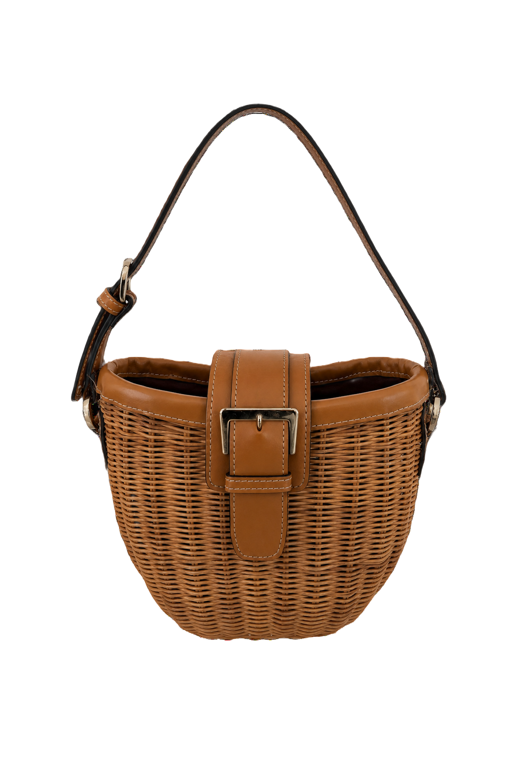 1980s Tan Rattan Bag - Front View
