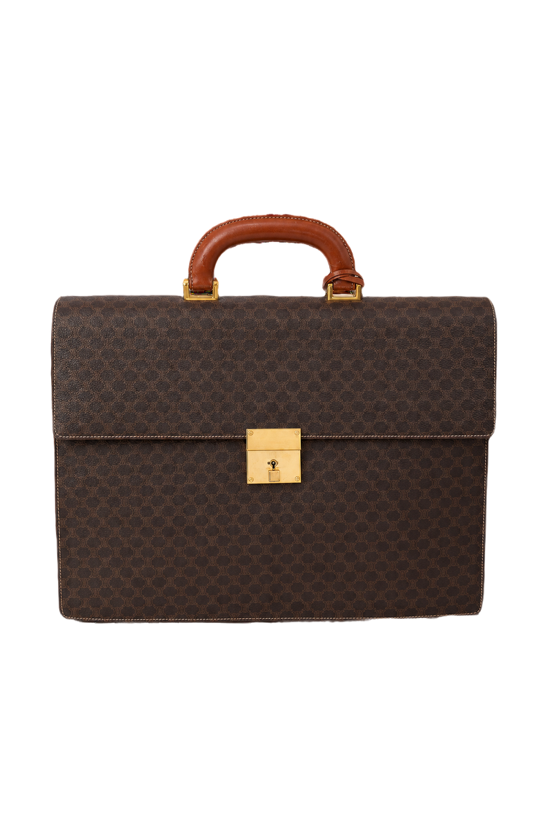 1980s Dark Brown Leather Bag - Front View