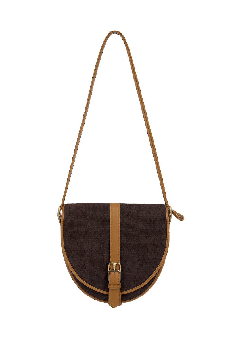 1980s Brown Fabric Bag - Front View