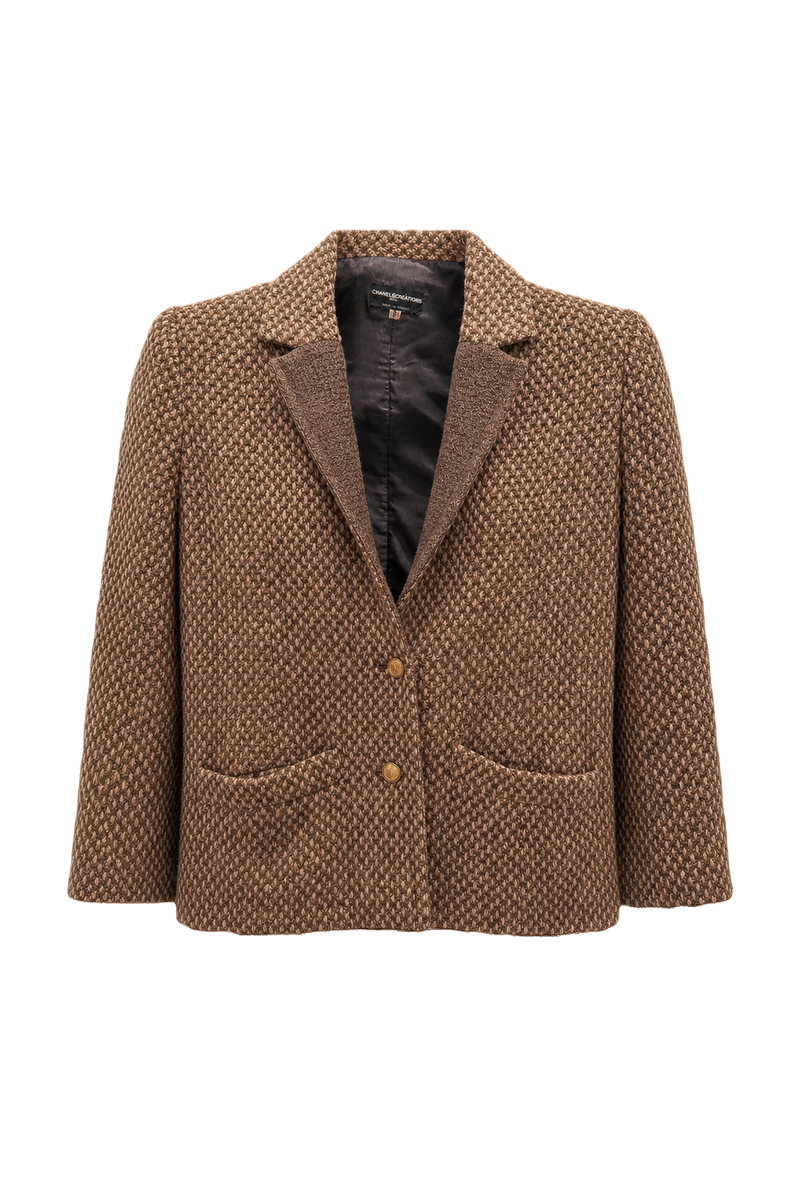 1950s Brown Wool Blend Blazer - Front View