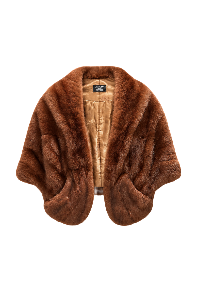 1950s Brown Fur Coat - Front View