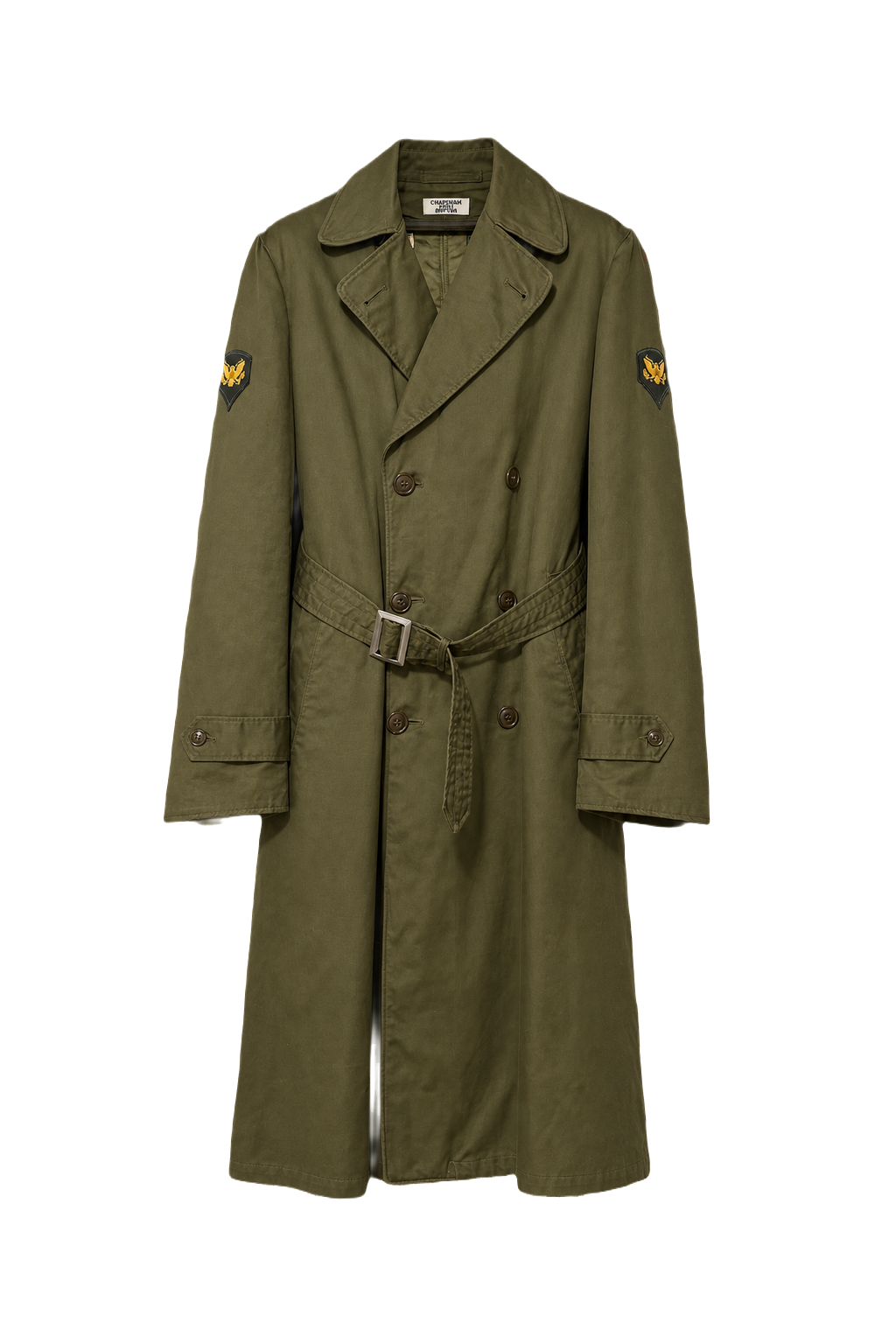 1940s Olive Drab Cotton Trench Coat - Front View