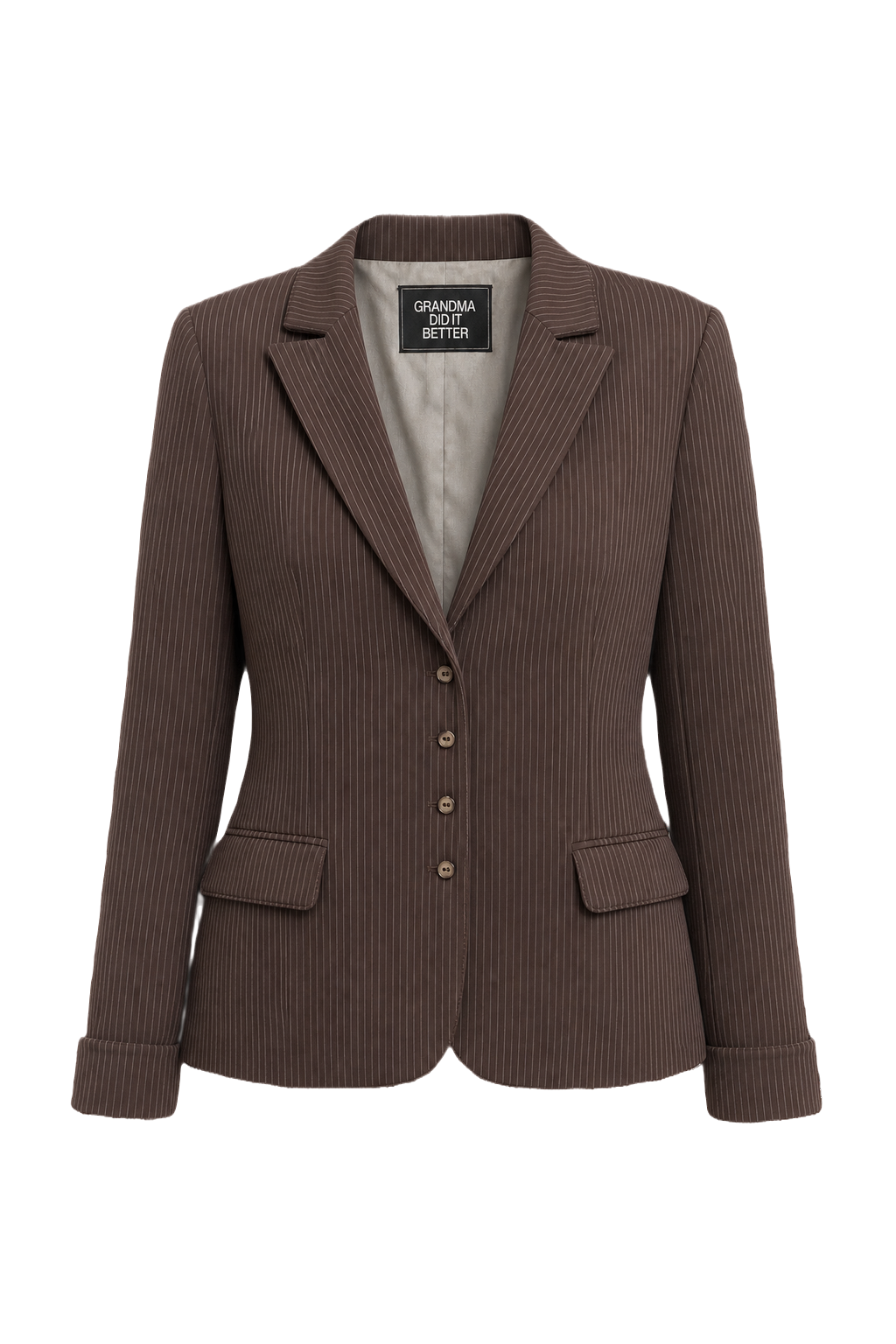 1990s Brown Polyester Blazer - Front View
