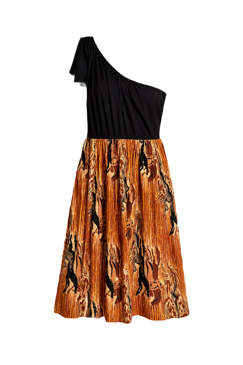 1970s Black Polyester Dress - Front View