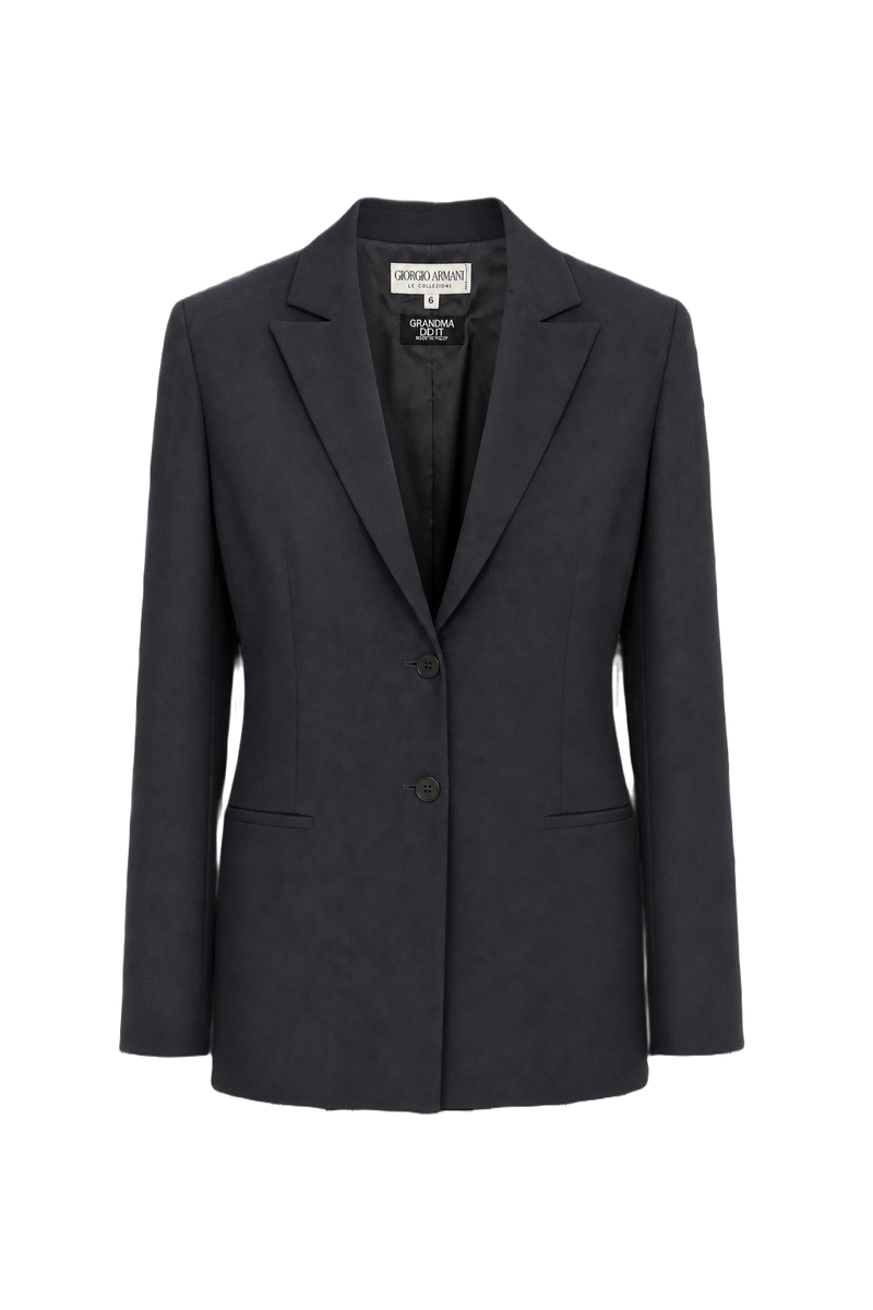 1990s Charcoal Grey Wool Blazer - Front View