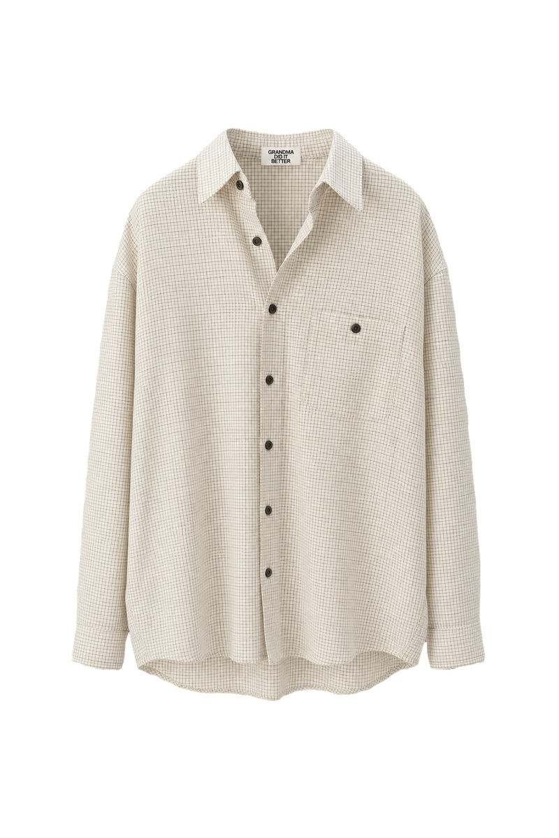 1980s Cream White Cotton Blend Shirt - Front View