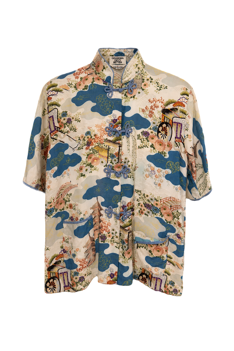 1950s Cream White Cotton Blouse - Front View