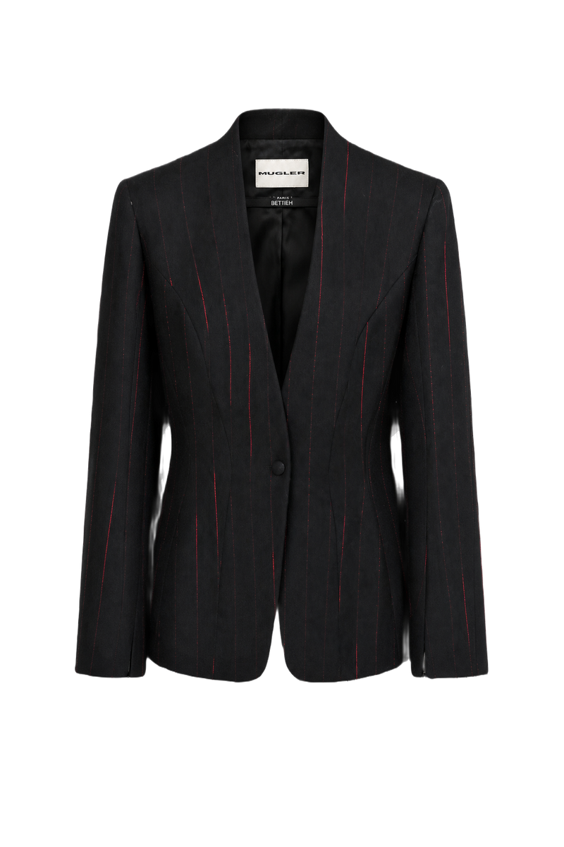 1990s Black Wool Blazer - Front View