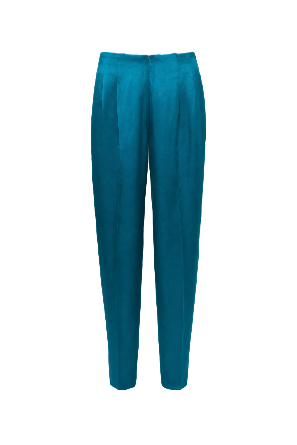 1990s Teal Polyester Trousers - Front View