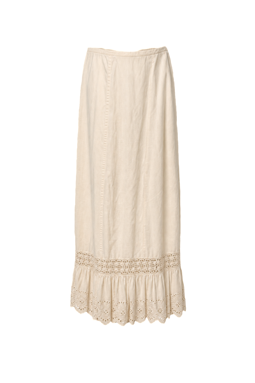 1930s Cream White Cotton Skirt - Front View