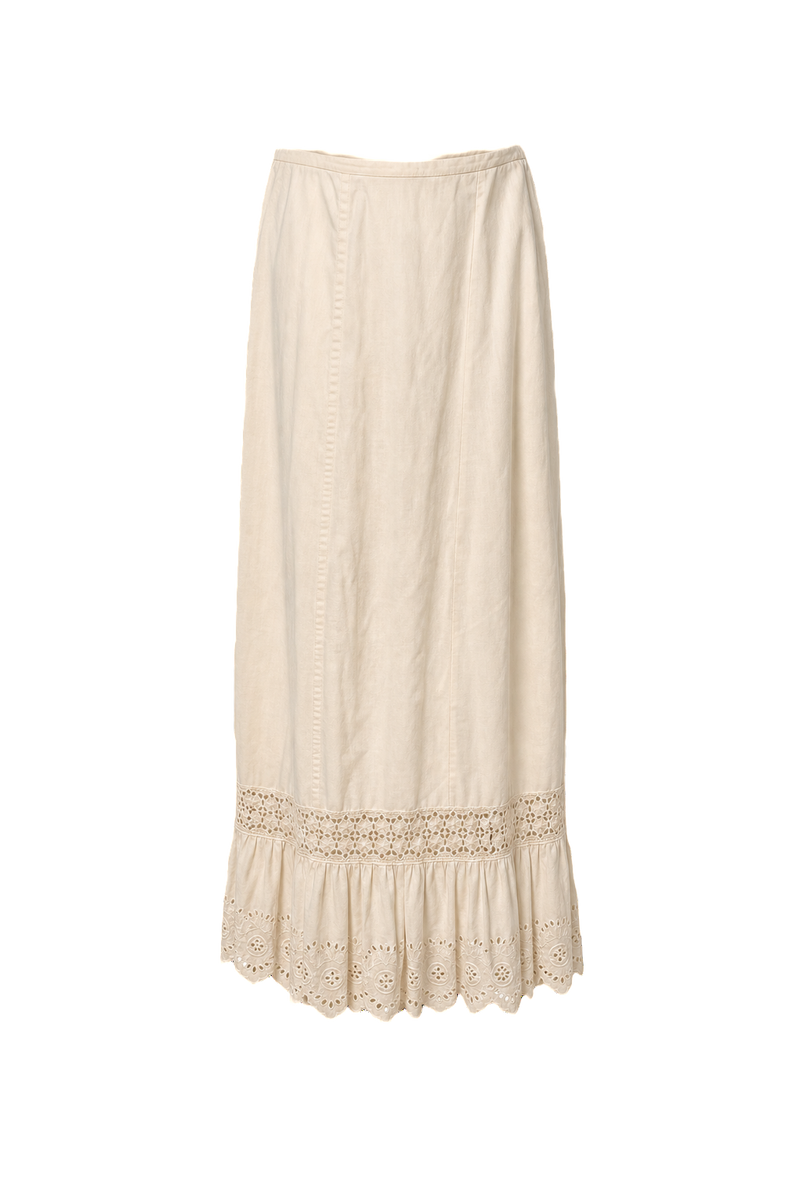 1930s Cream White Cotton Skirt - Front View